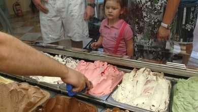 Cakes, fresh fruits and homely ice cream in little family pastry shop 13 Pastry and icecream shop Sirena