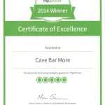 Hotel More awarded with the 'Trip Advisor Certificate of Excellence 2014' 5 Cave Bar More certificate 2014