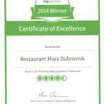 Hotel More awarded with the 'Trip Advisor Certificate of Excellence 2014' 4 Restaurant More certificate 2014