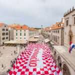 Football Fan Flag: Red and White Cubes Covered Old Town 3 Fans Flag on Stradun 1