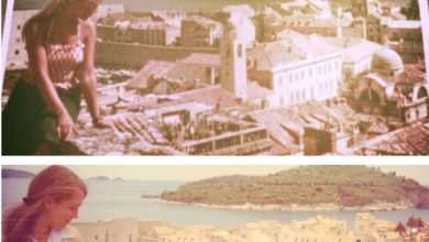 One Girl Recreated The Charming Scene on City Walls 1 Photo 40 Years