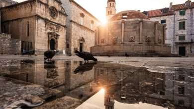 Sunny morning in Old City Big Onofrio Fountain