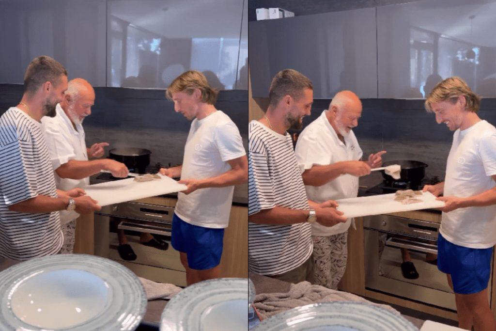 Luka Modrić and Mateo Kovačić Cook Fish Soup with Famous Chef in Dalmatia 1 modric i kovacic